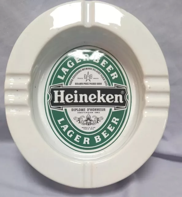 Vintage Large Heineken Pub Mancave Ashtray Castle Ceramics Lager Beer