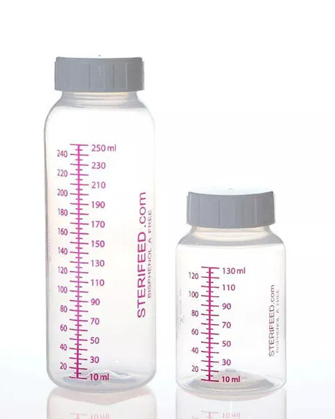 Mehrweg Muttermilch Babyflaschen (10 & 100 Stck.) -130ml & 250ml Klinikflaschen