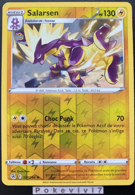 Carte Pokemon SALARSEN 107/264 Holo REVERSE Epée et Bouclier 8 EB08 FR NEUF