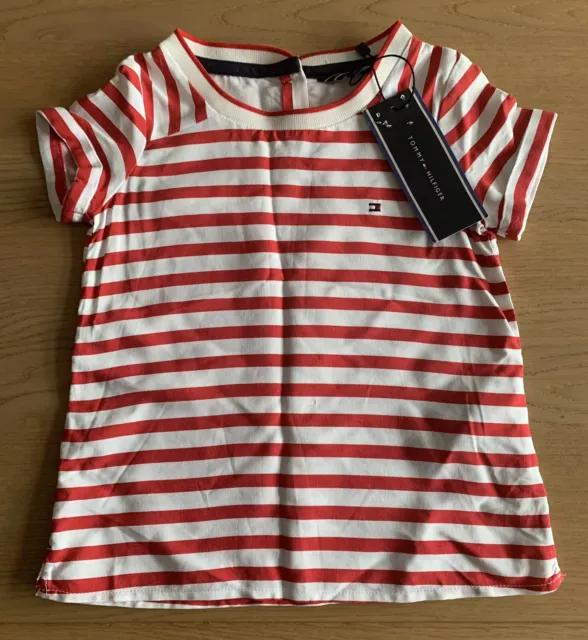 Tommy Hilfiger Ame Essential Girls Red & White T-shirt/Top Size 1.5/2 Yrs (92cm)