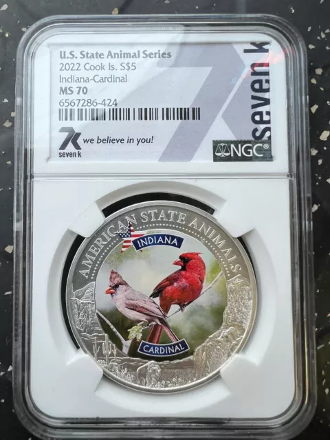 2022 Cook Island S$5 Indiana Cardinal NGC MS70