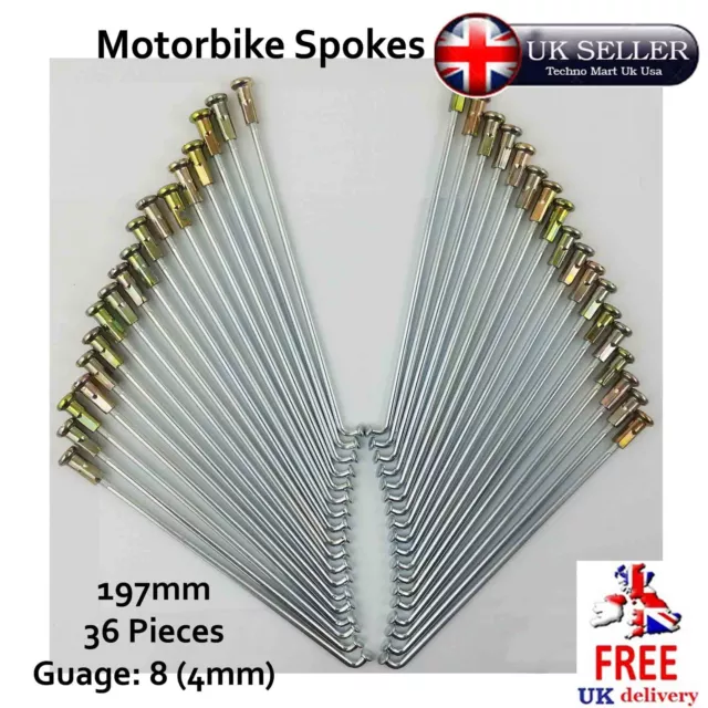 Motorbike Spokes 197mm  Nipple Cap Gauge 8 SET Motorcycle Wheel 5pcs 36pcs