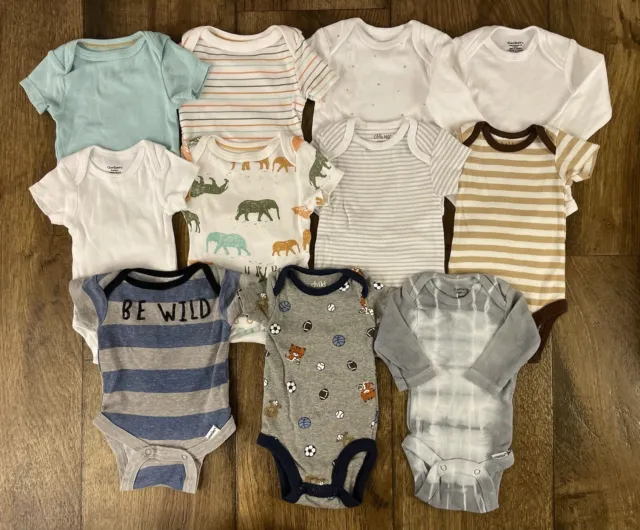 Baby Boy Bodysuits Lot Newborn 1 Piece Shirt Outfits Animal Solid Stripes Tees