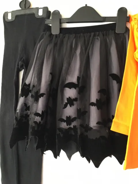 H&M girls bat theme tulle skirt exc u & new Peppa pig top & new tights 3-4 yr 3