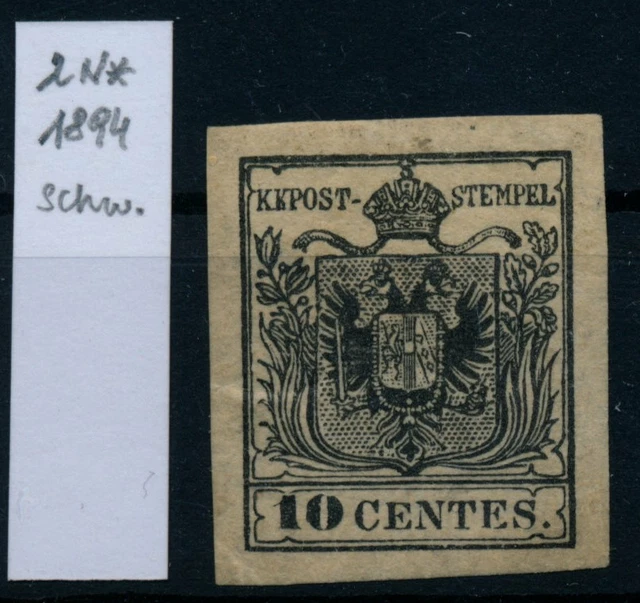 LOMBARDEI-VENETIEN 1850 10C schwarz, NEUDRUCK 1894! Mit Gummi und Falz. Bestim.