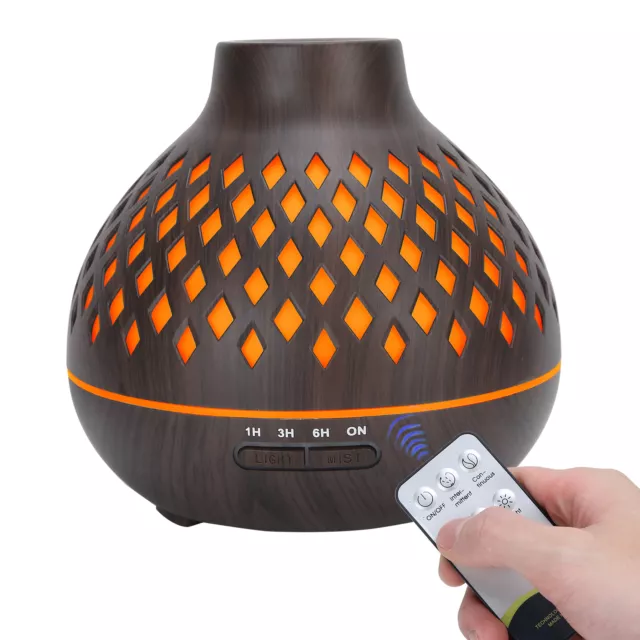 400ml Wood Grain Home Air Humidifier Ultrasonic Aroma Diffuser with LED Light 2