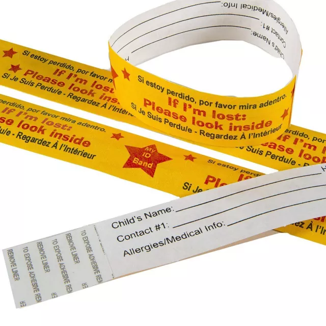 6 Child travel safety ID bands, keeps contact and medical information discreetly