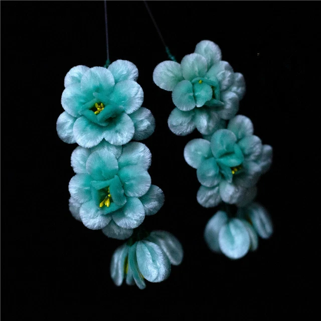 Chinese National Style Jewelry Silk Velvet Flower Beijing Opera Begonia Temple