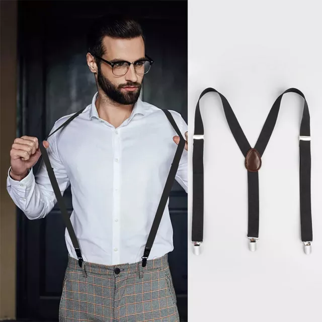 Men Suspenders High Elastic Adjustable Straps Suspender Y Back Trousers Braces u
