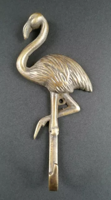 4-3/4" Vintage Style Flamingo HOOK Solid Brass, Coat, Hat, Towel Hanger #C22