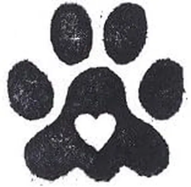 Queenmew. Dog Rubber Stamp - Heart Paw Print-1004B Orig. (3/4" X 3/4").
