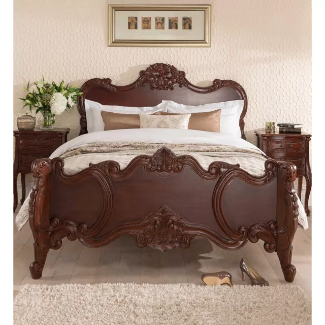 Raphael Antique French Style Bed | Hand Carved Traditional Single Double King