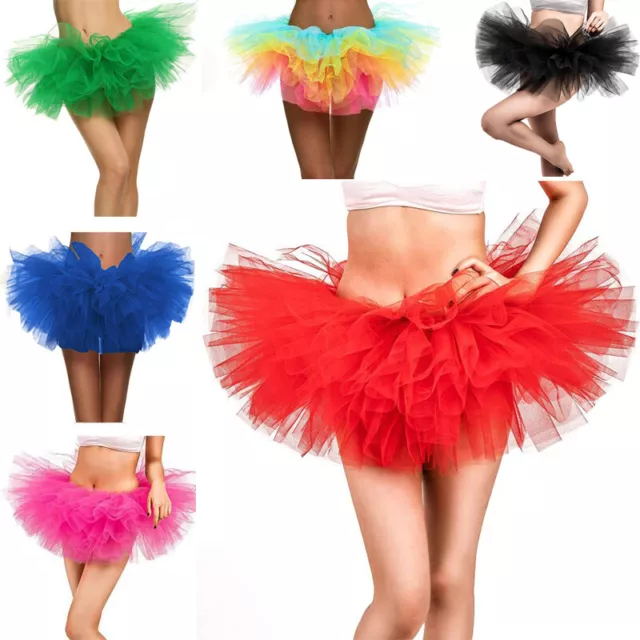 UK Women Adult Lady Tutu Tulle Skirt Fancy Skirt Dress Up Party Dancing Dress