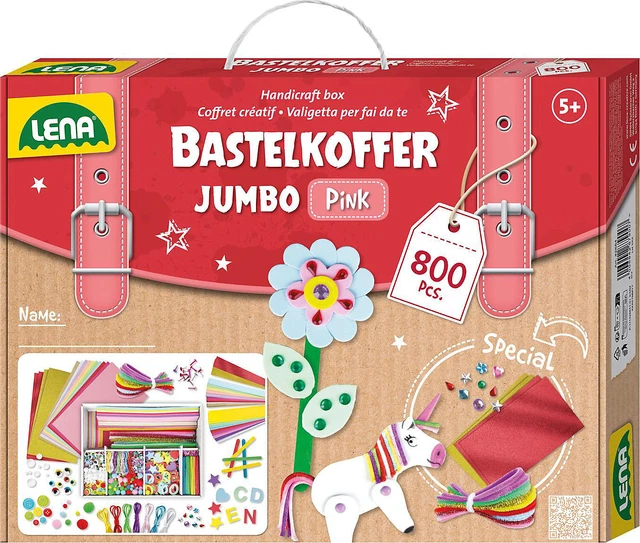 Neu LENA Bastelkoffer Jumbo pink, 800 Teile 20381930 pink