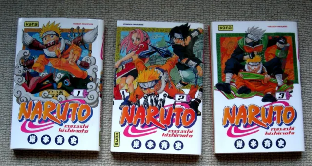 lot de 3 BD Manga "Naruto" en français n°1,2 et 3- NB - 18 x 12 cm - neuves