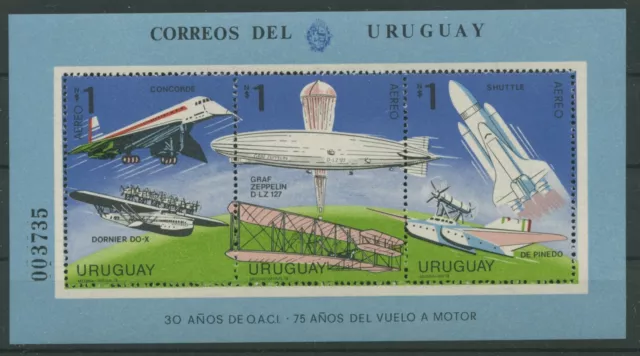 Uruguay 1978 Luftfahrt Flugzeug Zeppelin Block 38 postfrisch (C22537)