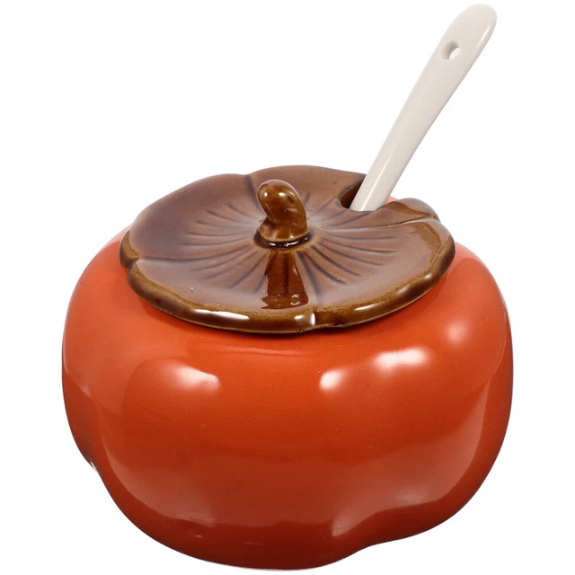 Sugar Jar Spoon Condiment Container Lid Ceramic Seasoning Jar