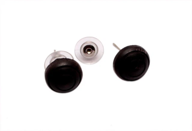 A Pair of Black Natural Wood USA Drop Stud Organic Ebony Wooden Earrings EAR368