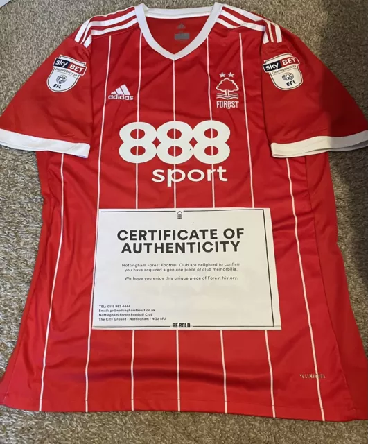 nottingham forest Match Worn shirt By Bouchalakis & Certificate Of Authenticity.