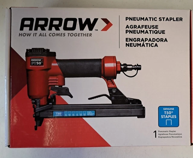 Arrow PT50 Oil-Free Pneumatic Stapler Heavy-Duty Uses T50 Staples