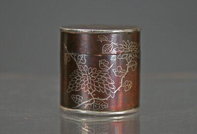 Small Antique Chinese Opium Box. Copper Inlaid With Silver. Signed 3