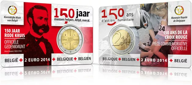 Belgica 2 Euros 2014 - Conm. 150 Años De La Cruz Roja - En Coincard