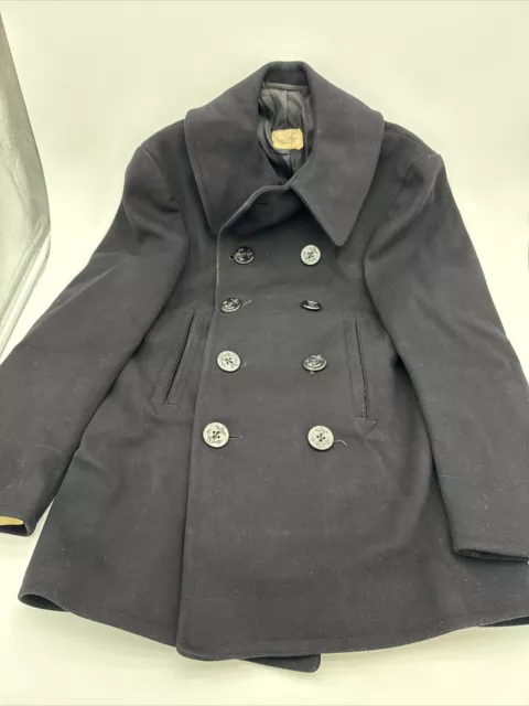 VINTAGE WW2 US Navy Naval Clothing Factory 10 Button Wool Pea Coat ...