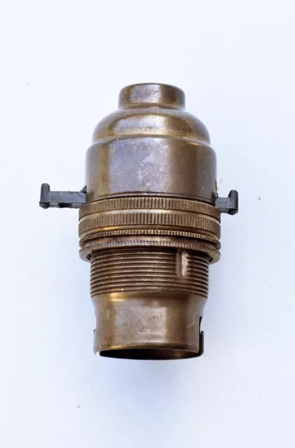 UK made old English brass switched B22 bayonet bulb holder 10mm entry OEB
