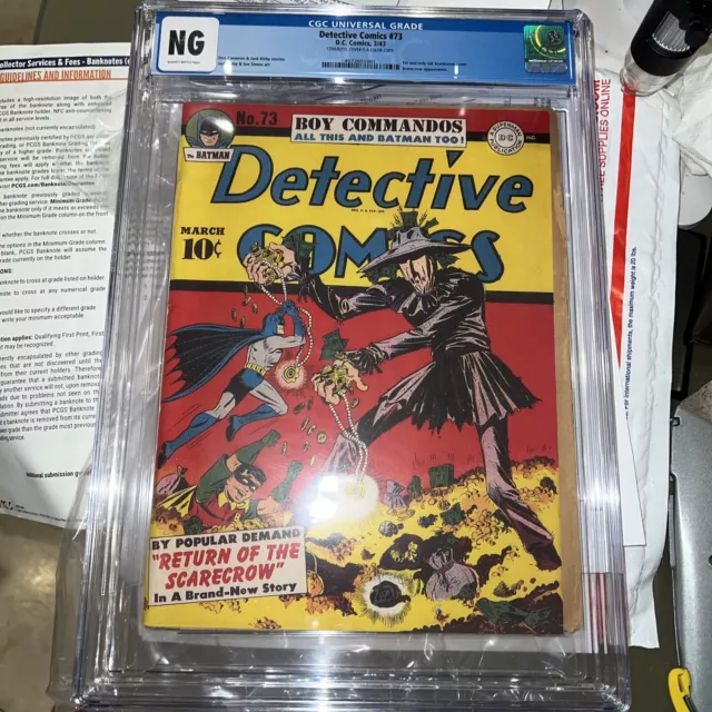 Detective Comics #73 - 1st and only Golden Age Scarecrow Cover! 1943  CGC NG