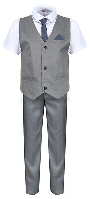 Boys Waistcoat Set Grey Boys Wedding Suit Page Boy Party Prom 9 mths to 14 Years