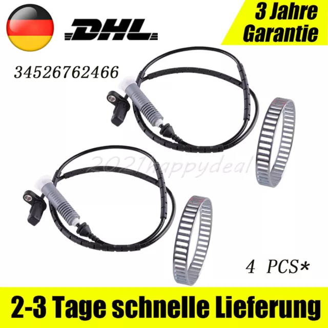 2x ABS-SENSOR + 2x ABS-RING HINTEN FÜR BMW 1-ER E81 E87 3-ER E90 E91 E92 DHL