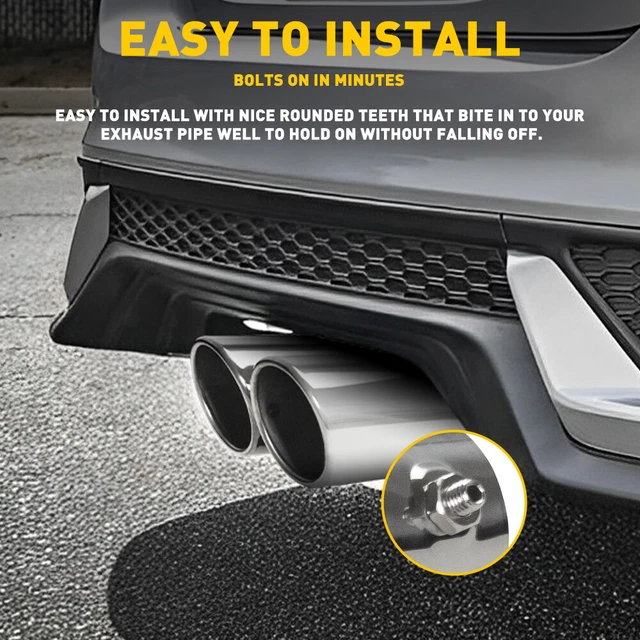 CHROME CAR STAINLESS Steel Dual Exhaust Pipe Tail Throat Muffler Tip ...