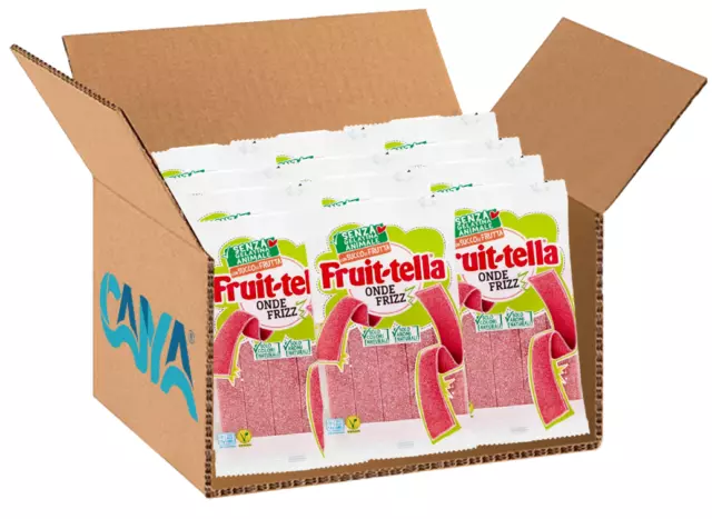 12X Fruittella Onde Frizz, Caramelle Gommose Frizzanti alla Fragola Vegane 145g