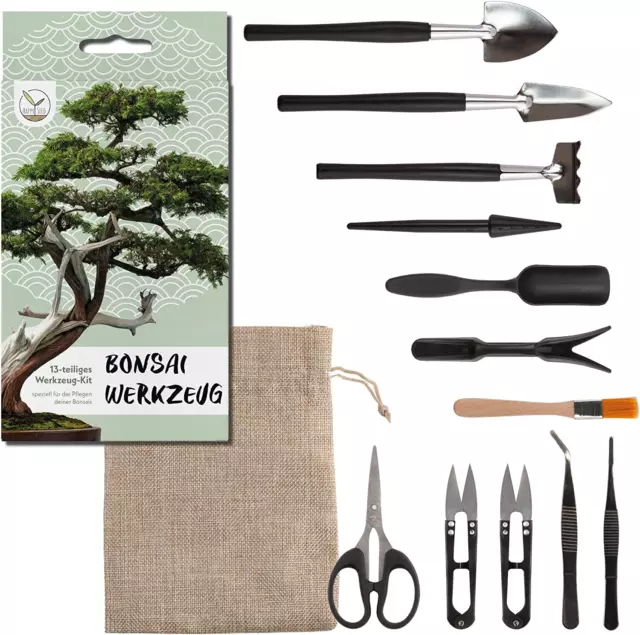 Kit Bonsai Attrezzi 13 Pezzi Con Pratica Borsa - Mini Utensili Da Giardinaggio p