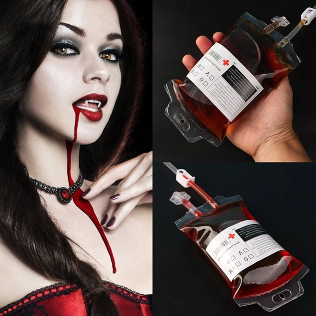 350 ml Médico PVC Reutilizable Sangre Energía Bolsa Halloween Vampiro Bolsa U#zz
