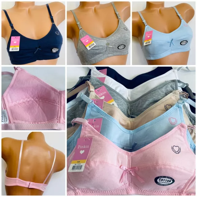 Teenager Bras Soft Padding 6 pack of Cotton Bra A cup, Size 36A (6090)