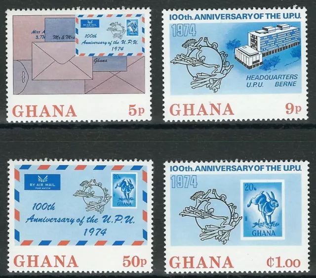 Ghana - 100 Jahre Weltpostverein (UPU) postfrisch 1974 Mi.Nr. 548-551