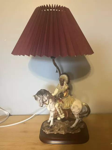 Native American Indian On Horse Lamp