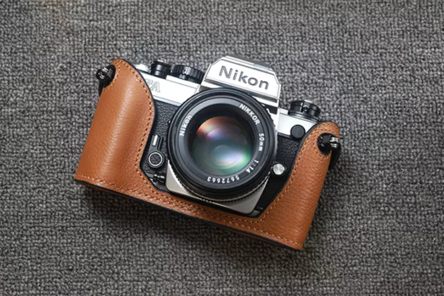 Genuine Real Leather Half Camera Case Bag Cover for Nikon FA Film Camera