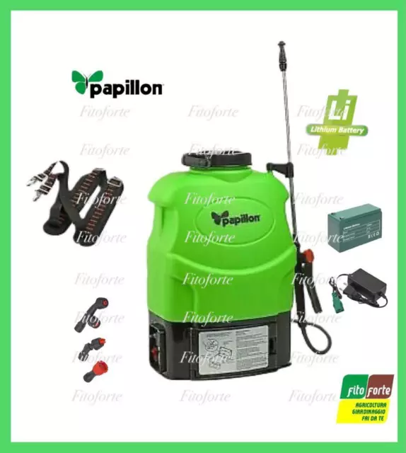 Pompa A Spalla Papillon 16Lt Con Batteria A Litio 3 Ugelli Pressione Irrigazione