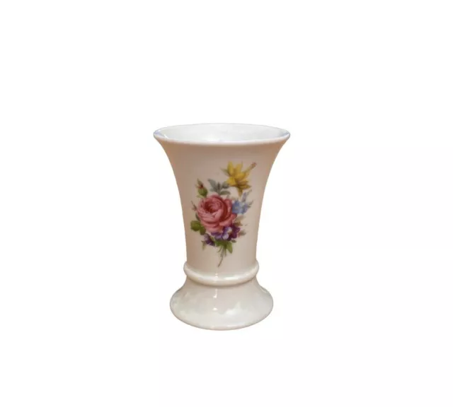 Vase Lindner Kueps Bavaria Bettina 1066/10 weiß mit Blumendekor Rose Vintage