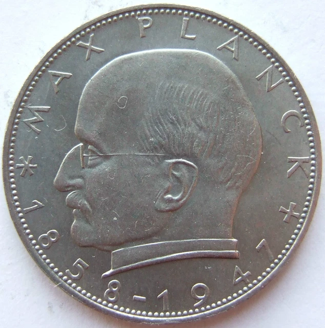 Moneta Rfg Max Planck 2 Tedesco Marchi 1965 J IN