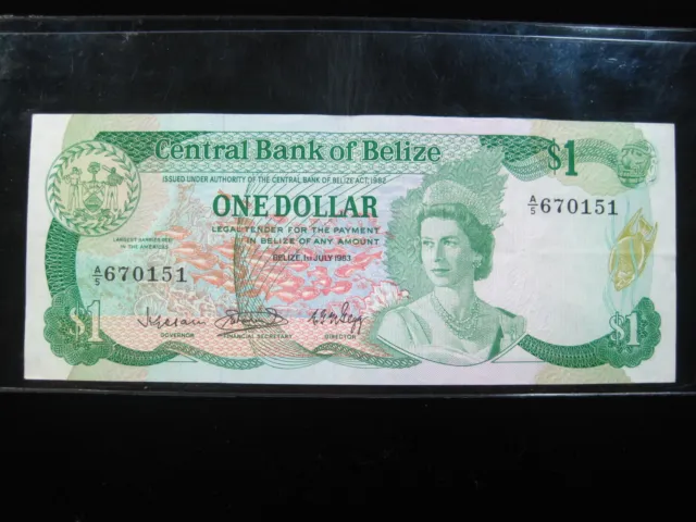 Belize $1 Dollar 1983 P43 British Queen 34# Currency Banknote Paper Money