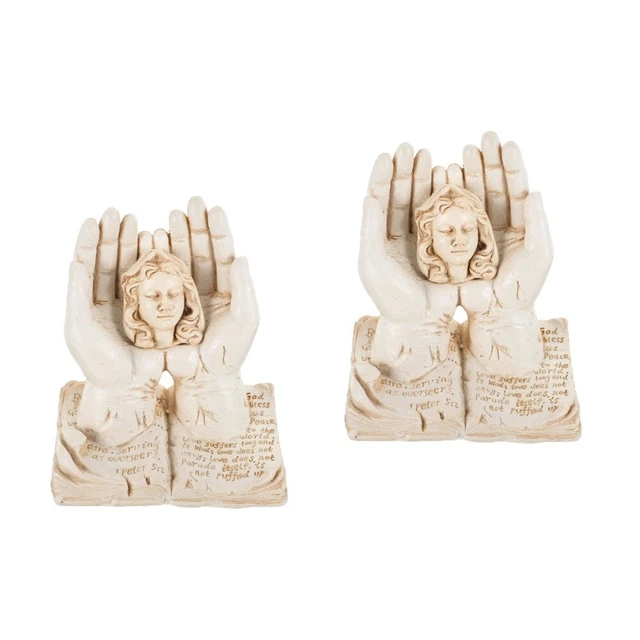 2 piezas figuras de ángeles en estatua de mano de Dios adorno de resina figura estatua
