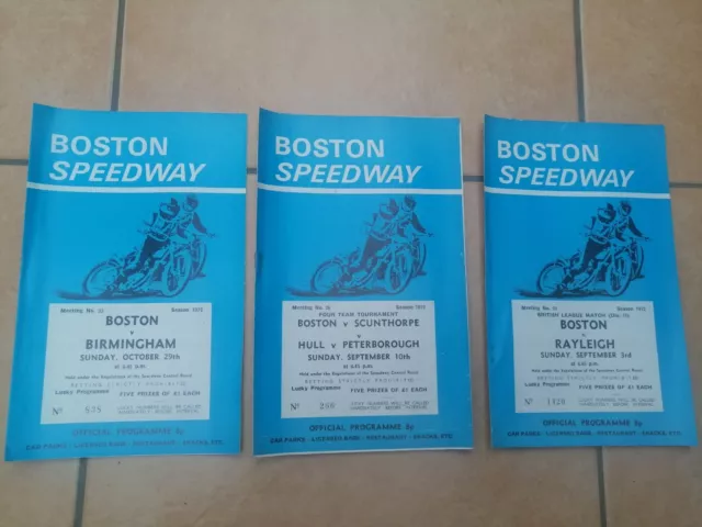 4 x 1972 Speedway Programme: Boston v Scunthorpe v Hull v Peterborough [Four T