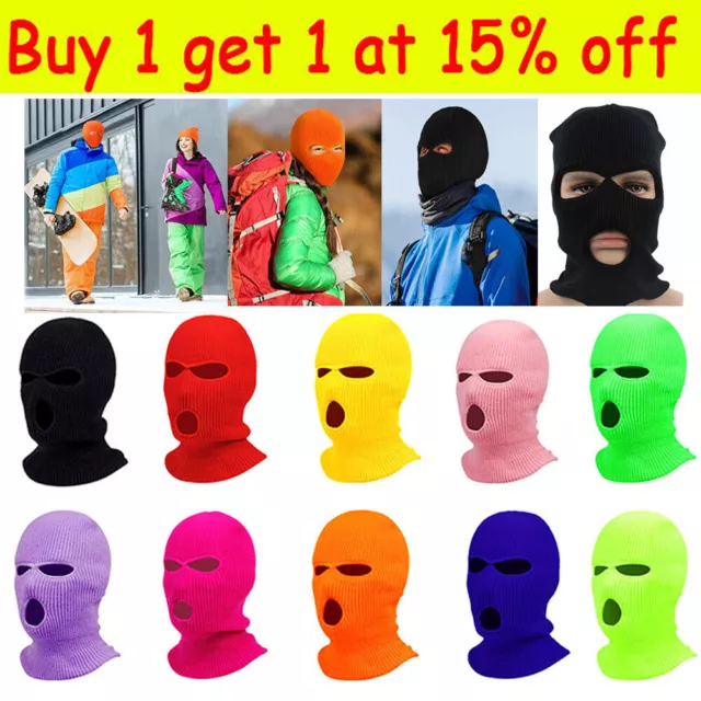 3Hole Full Face Ski Mask Winter Cap Balaclava Hood Beanie Warm Tactical Hat R