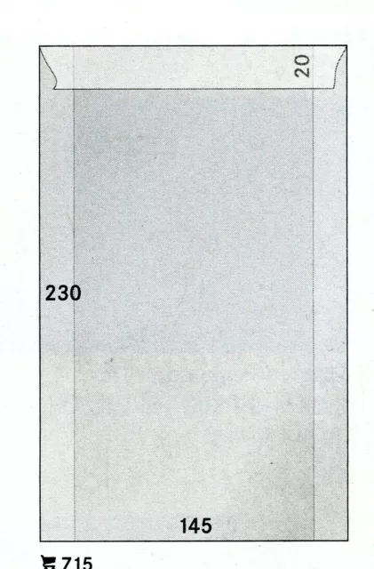 Lindner 500 Stück Pergamin Tüten 230x145x20 mm mit Klappe (715)