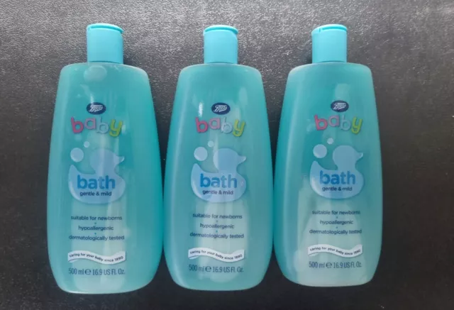 Boots Baby Bath Gentle And Mild Delicate Skin/Newborns Hypoallergenic 500ml x 3