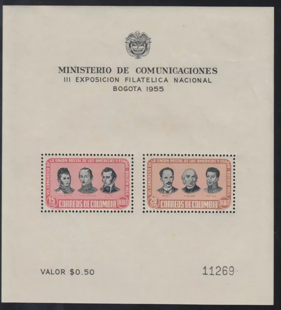 Kolumbien Hb 13 1955 Ausstellung Philatelistische Bogota MNH