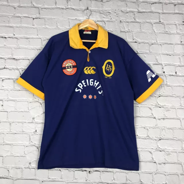 Otago Rugby Union Shirt Mens Large Blue Yellow Canterbury of New Zealand Jersey